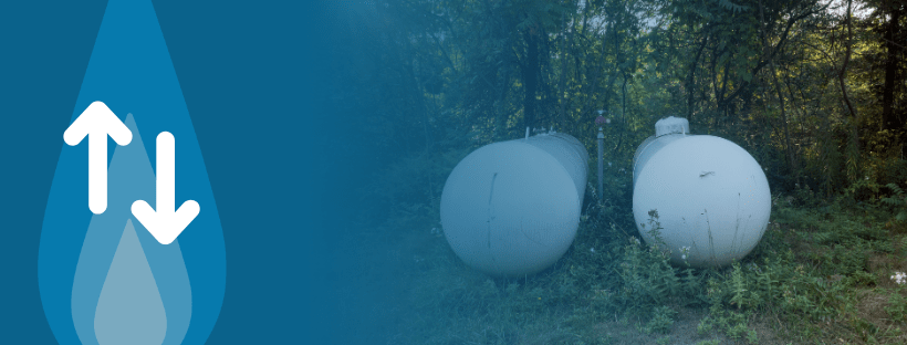 2 propane tanks with an up & down arrow icon on the left.